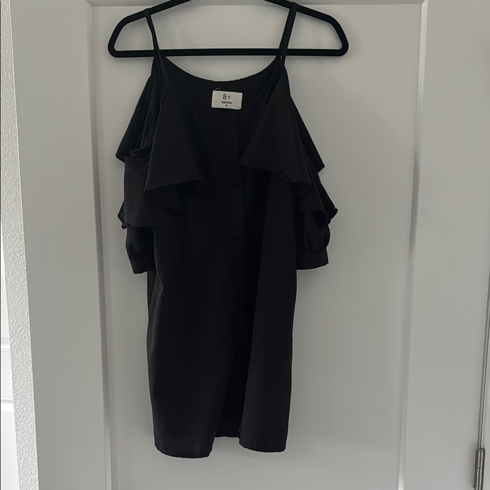 B + fashion black off shoulder tunic top